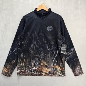 Notre Dame Fighting Irish 1/4 Zip Pullover Medium Black Colosseum Realtree Camo